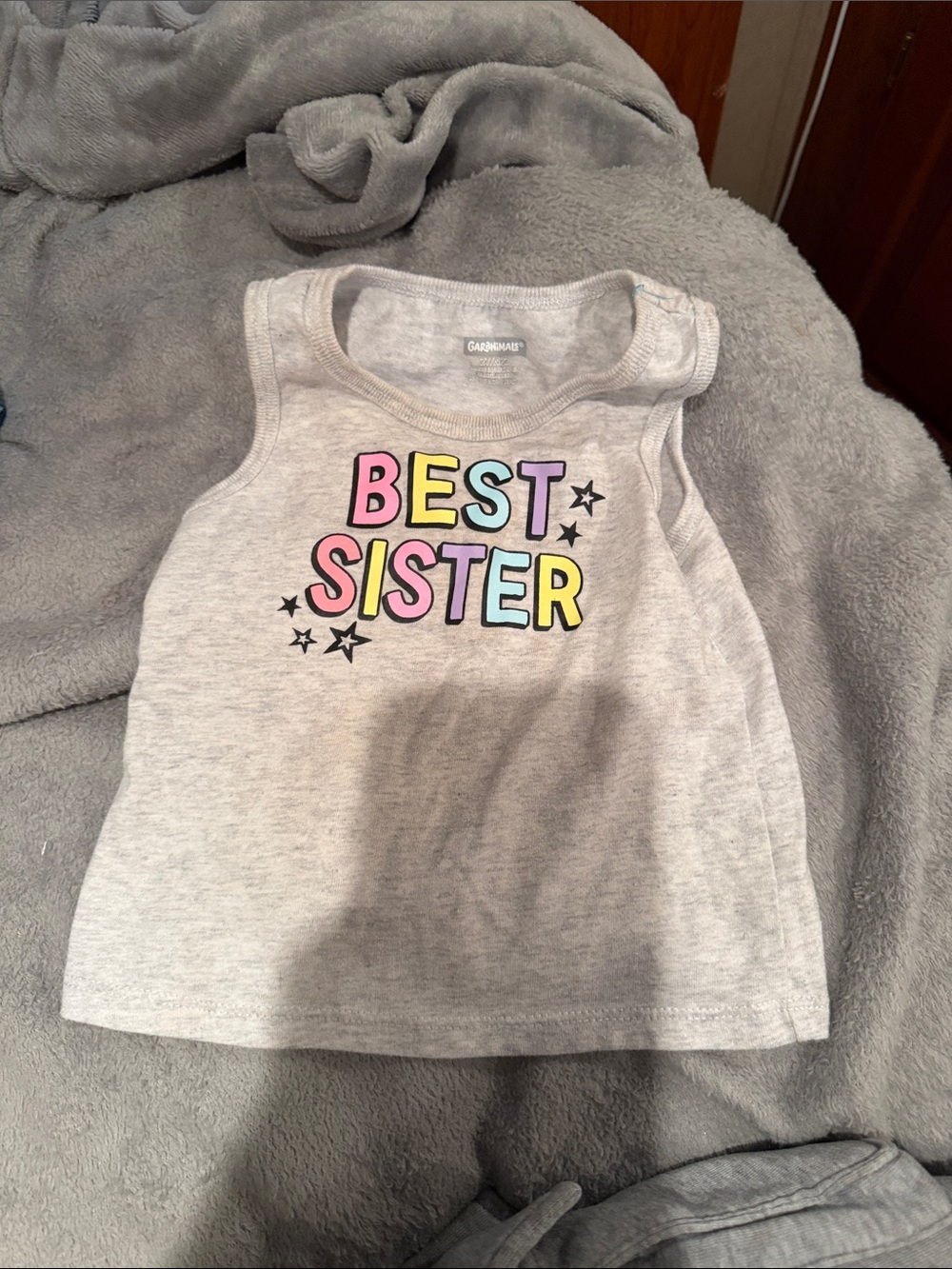 Garanimals Gray Tank Top with Multicolor "BEST SISTER" Graphic